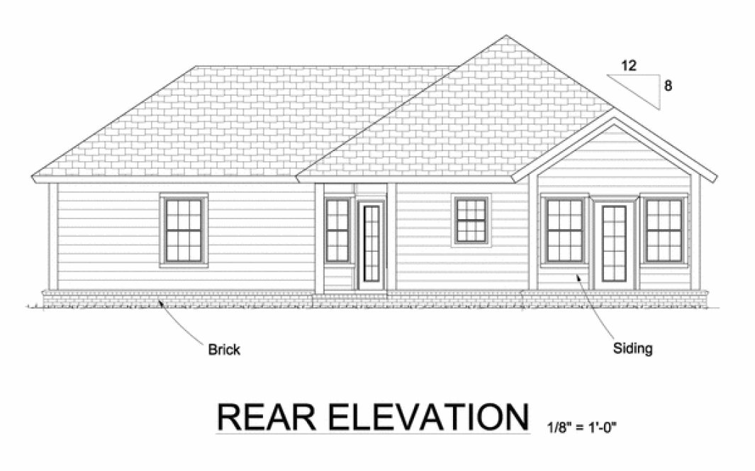 Rear Elevation for House Plan #246530