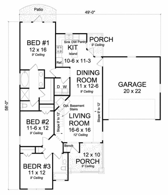 Main Floor Plan for House Plan #246530