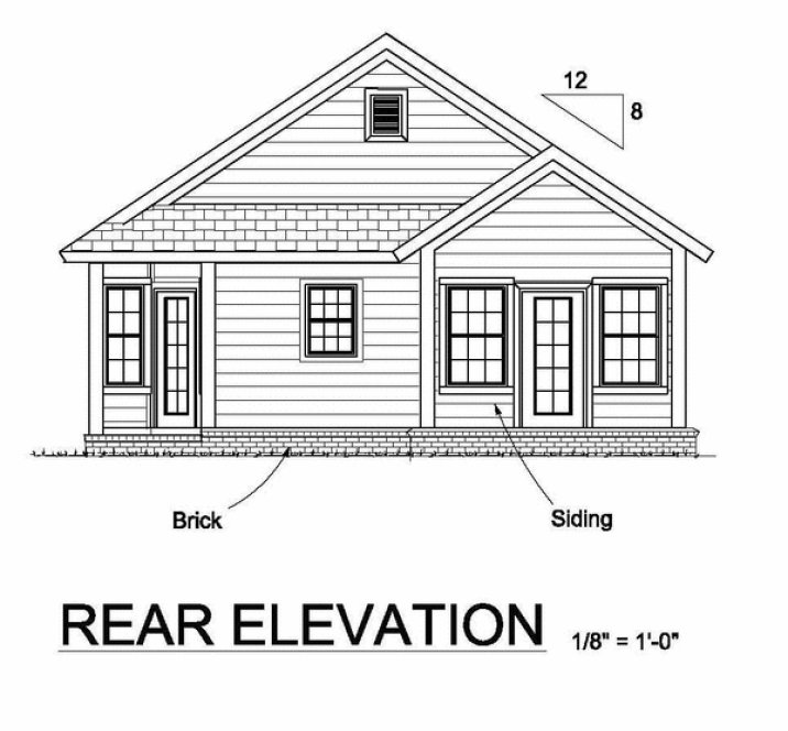 Rear Elevation for House Plan #247530