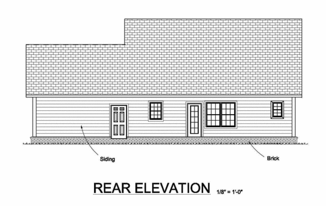 Rear Elevation for House Plan #248530