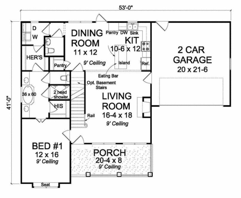 Main Floor Plan for House Plan #248530