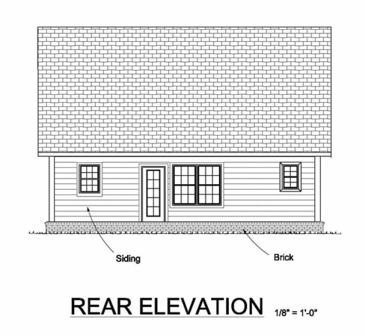 Rear Elevation for House Plan #249530