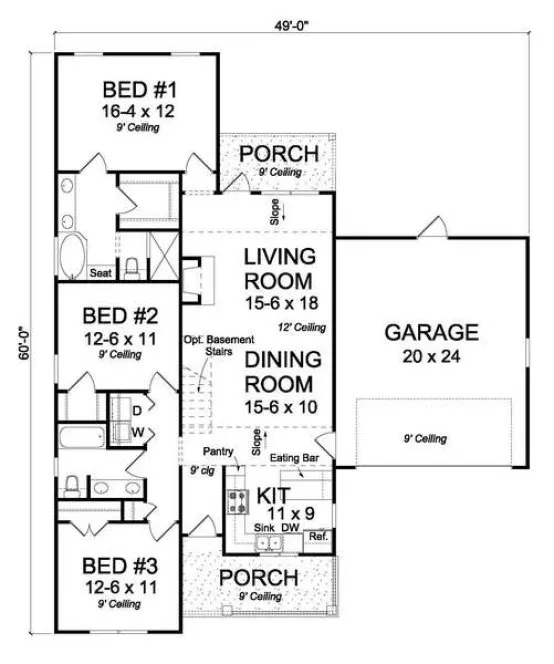 Main Floor Plan for House Plan #240630