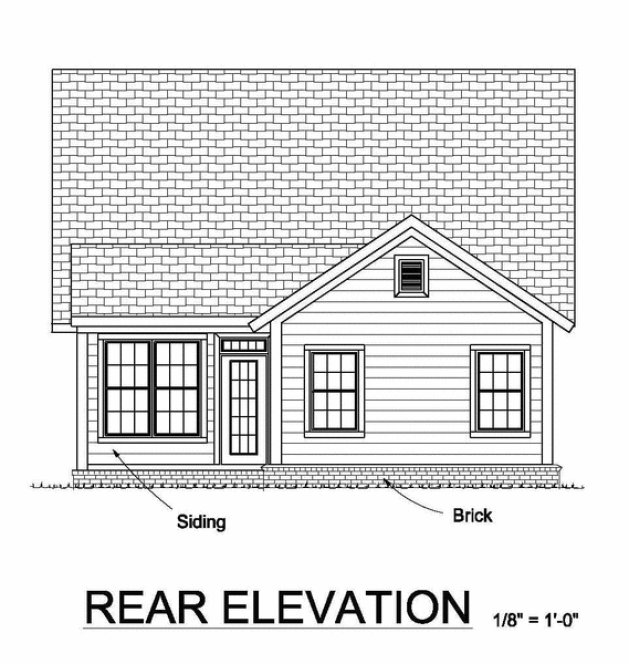 Rear Elevation for House Plan #241630