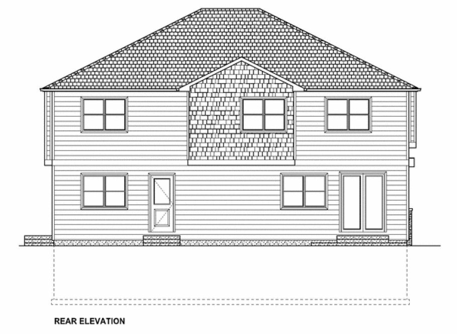 Rear Elevation for House Plan #195296
