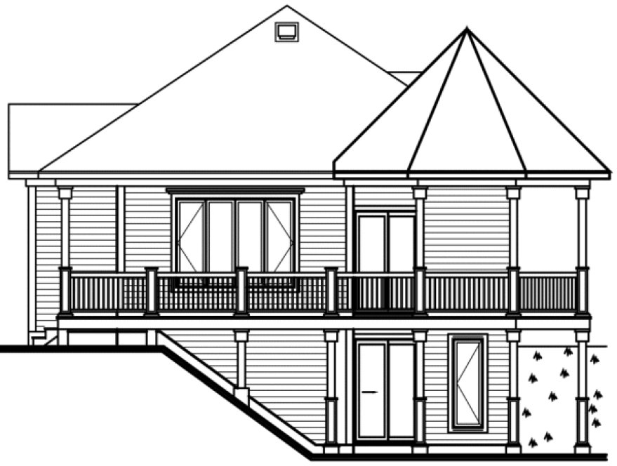 Rear Elevation for House Plan #140093
