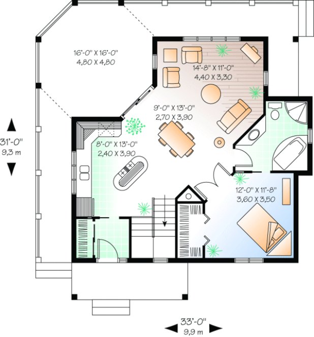 Main Floor Plan for House Plan #140093