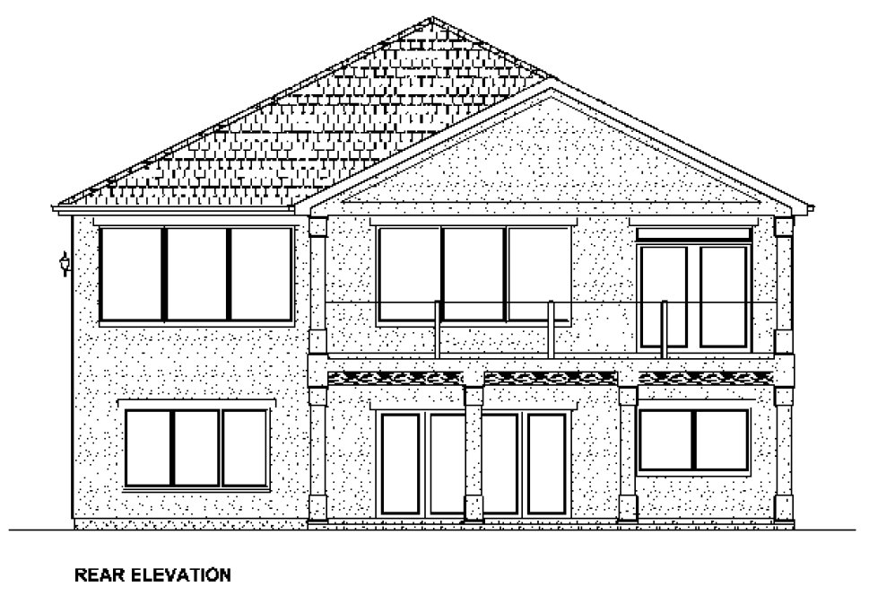 Rear Elevation for House Plan #195336