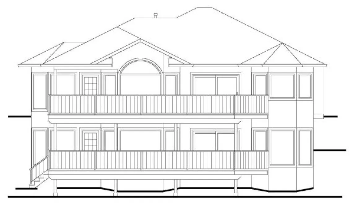 Rear Elevation for House Plan #573100