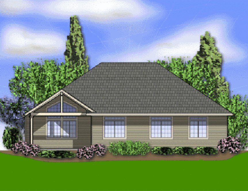 Rear Elevation for House Plan #321323