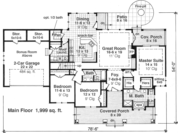 Main Floor Plan for House Plan #280291