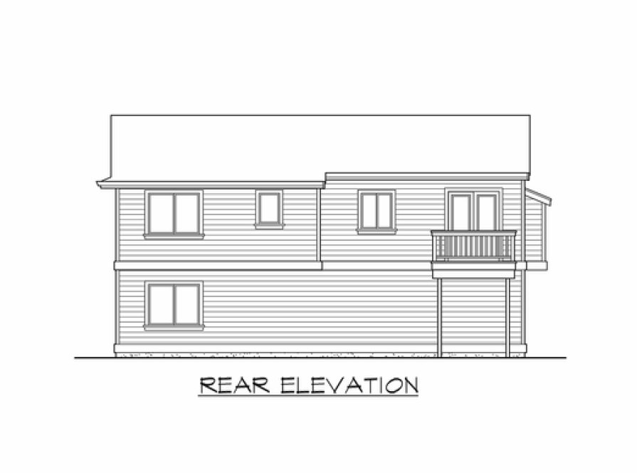 Rear Elevation for House Plan #335171