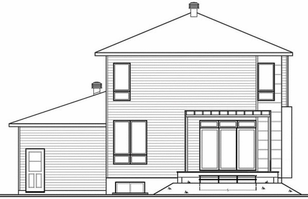 Rear Elevation for House Plan #143173
