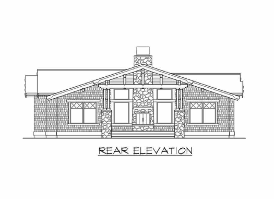 Rear Elevation for House Plan #339421