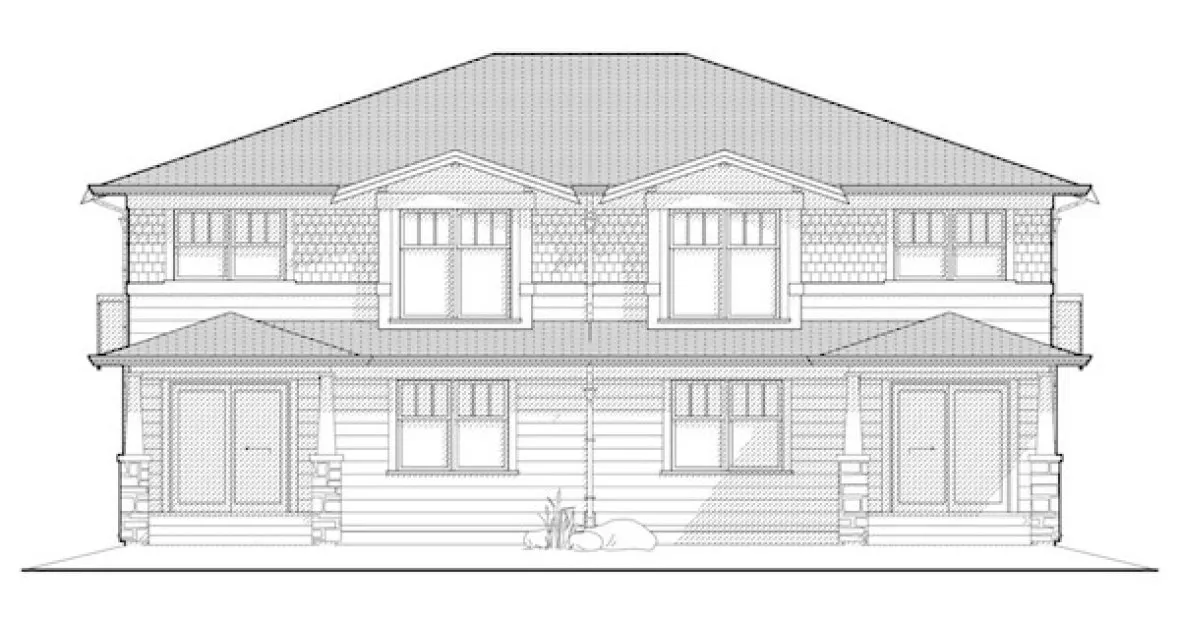 Rear Elevation for House Plan #591009