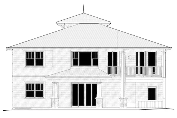 Rear Elevation for House Plan #595043