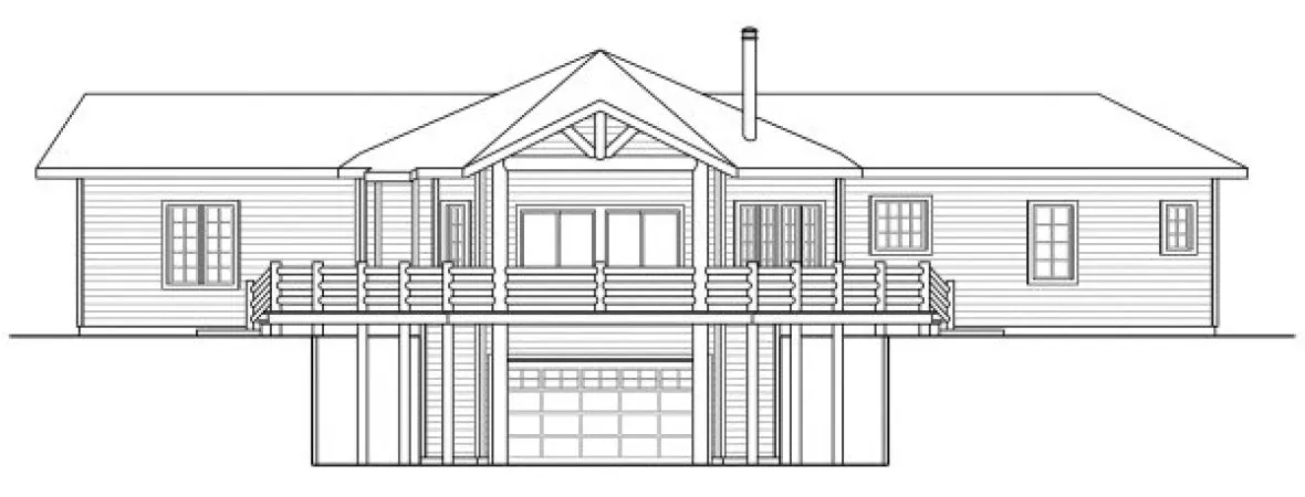 Rear Elevation for House Plan #346501