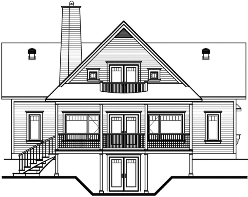 Rear Elevation for House Plan #148193