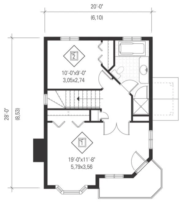 Second Floor Plan for House Plan #171562