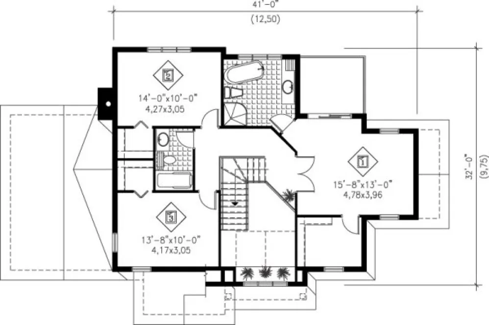 Second Floor Plan for House Plan #171892