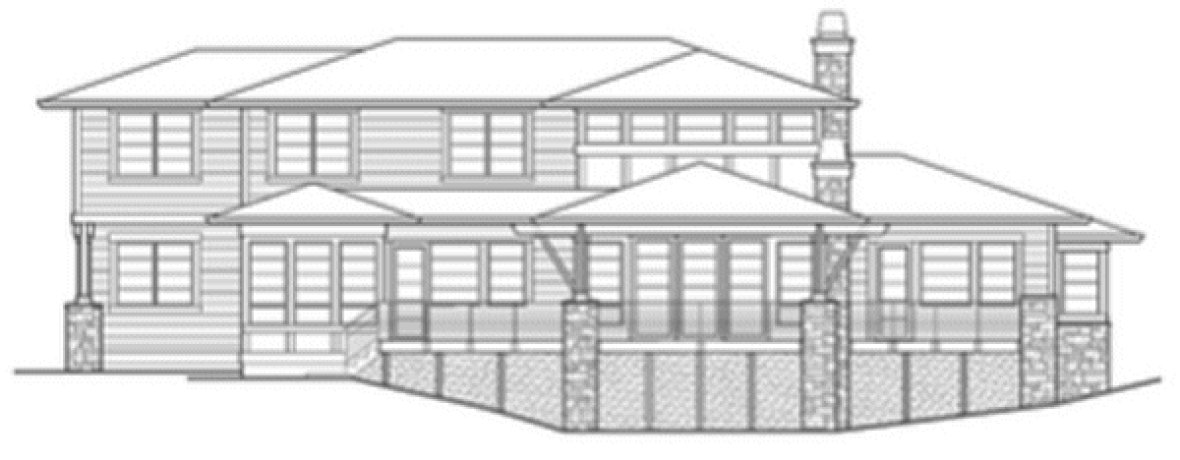Rear Elevation for House Plan #332014