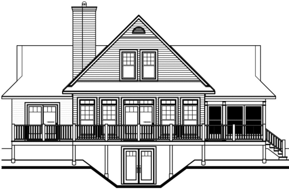 Rear Elevation for House Plan #144193