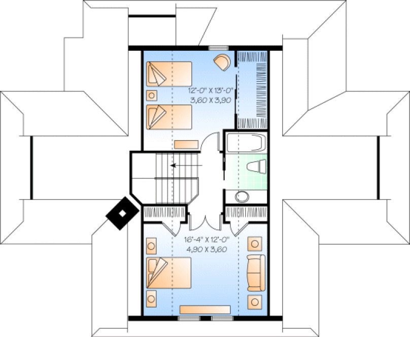 Second Floor Plan for House Plan #144193