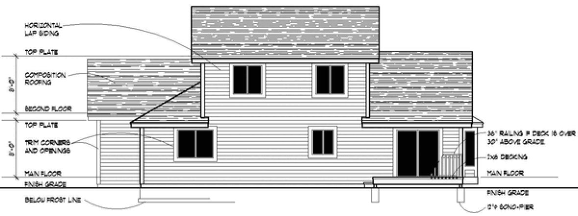 Rear Elevation for House Plan #805112
