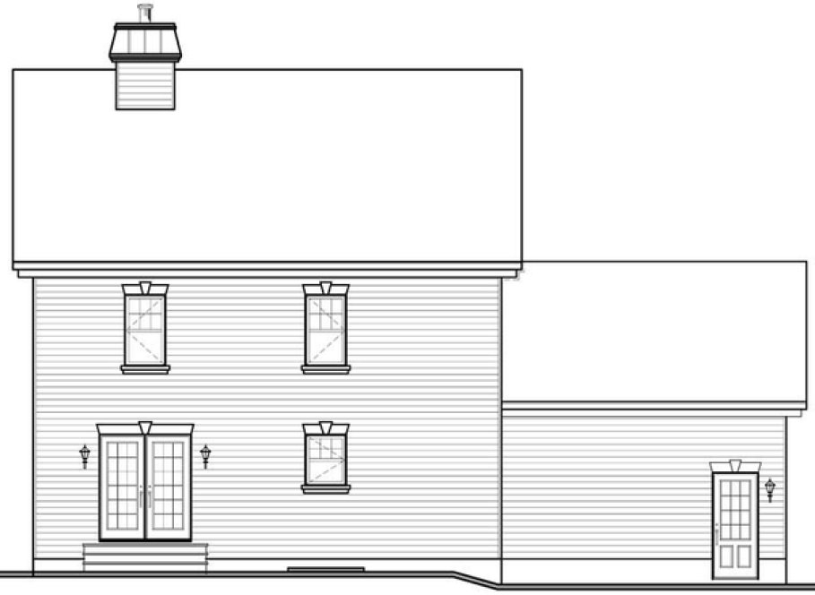 Rear Elevation for House Plan #144286