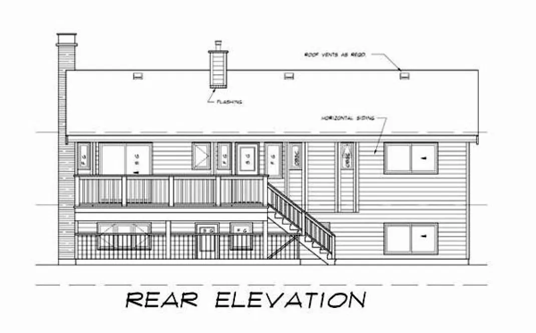 Rear Elevation for House Plan #515600