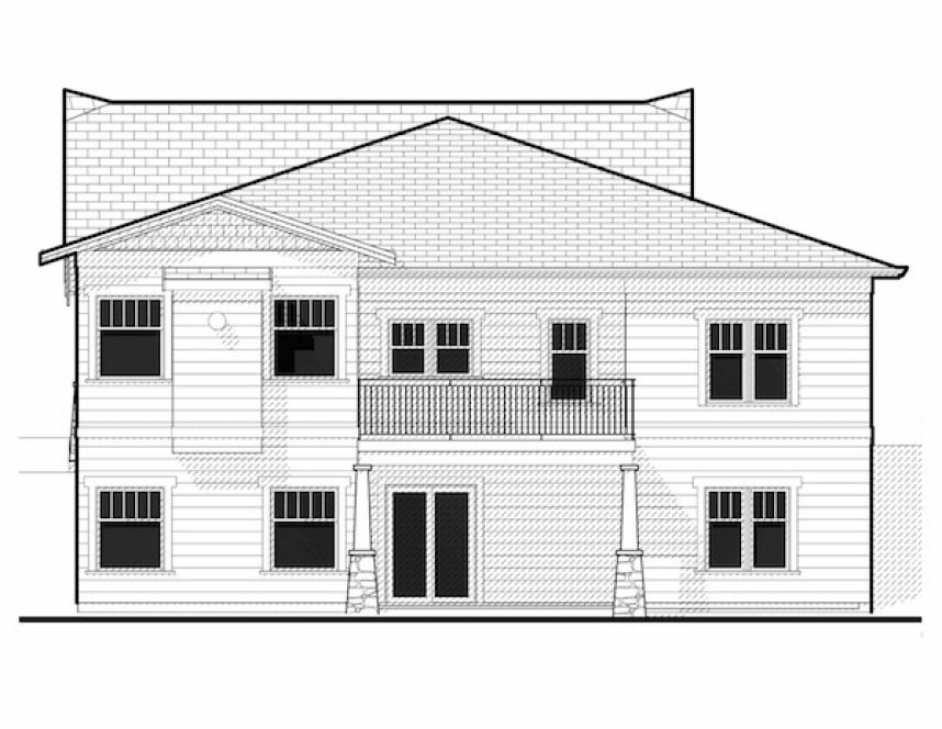 Rear Elevation for House Plan #596161