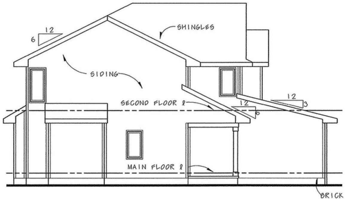 Left Elevation for House Plan #153434