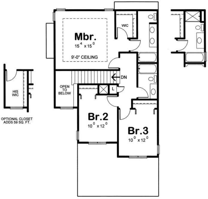 Second Floor Plan for House Plan #153434
