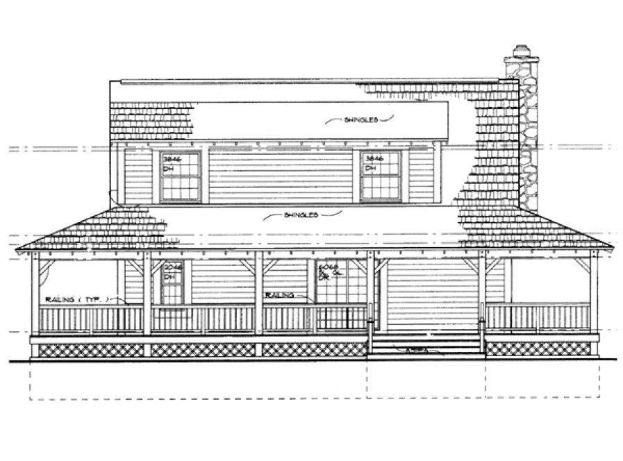 Rear Elevation for House Plan #522860