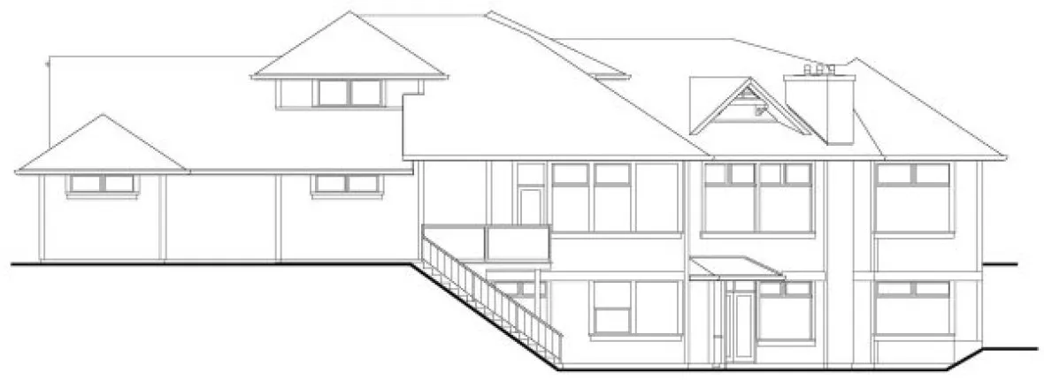 Rear Elevation for House Plan #570601