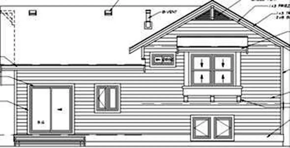 Rear Elevation for House Plan #510013