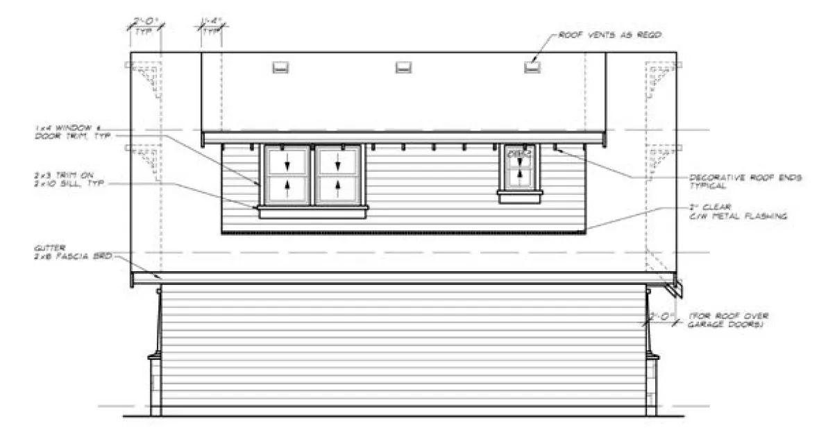 Rear Elevation for House Plan #510430