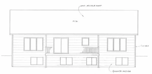 Rear Elevation for House Plan #353551