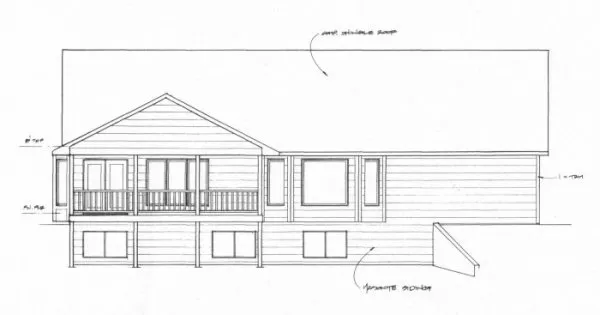 Rear Elevation for House Plan #355851