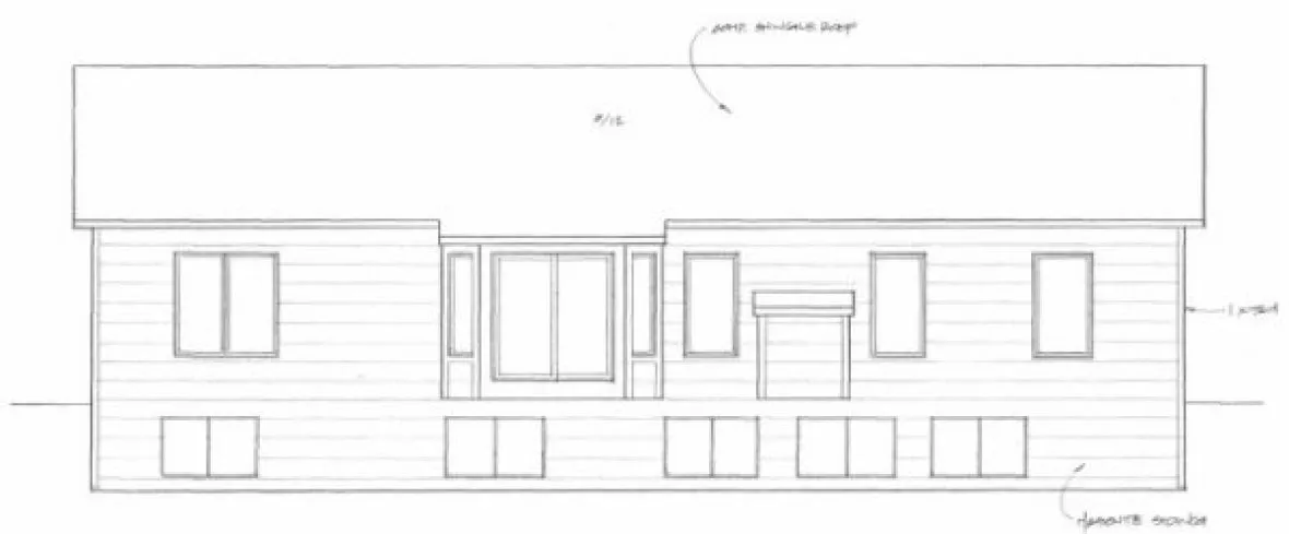 Rear Elevation for House Plan #351161