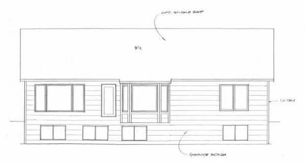 Rear Elevation for House Plan #350461