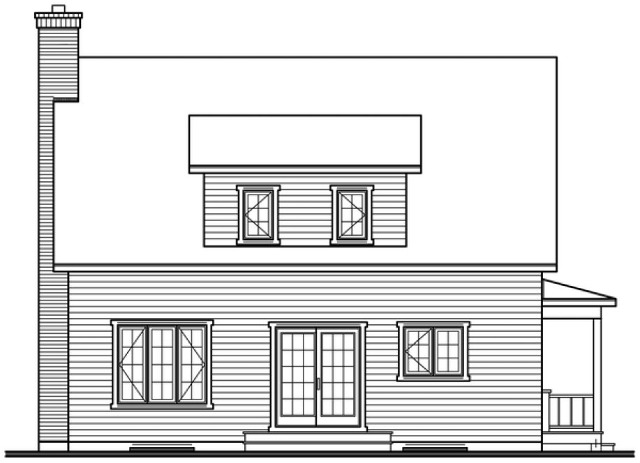 Rear Elevation for House Plan #141752