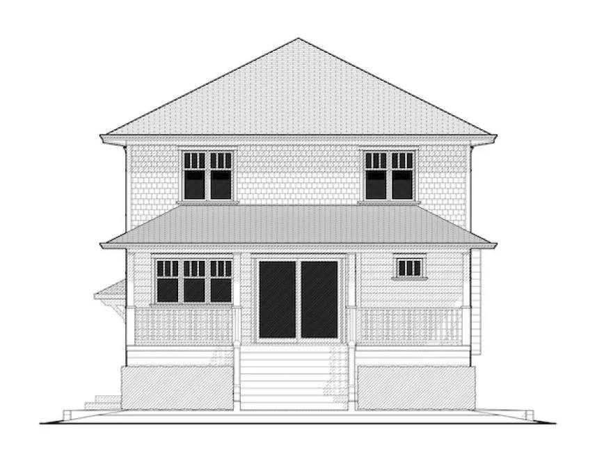Rear Elevation for House Plan #591512