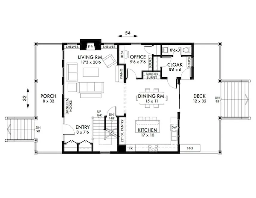 Main Floor Plan for House Plan #591512