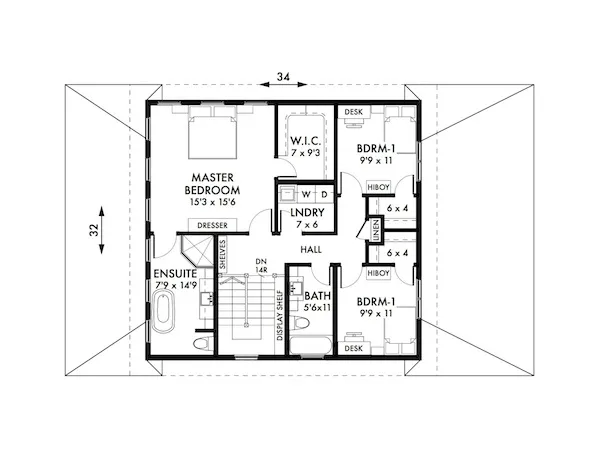 Second Floor Plan for House Plan #591512