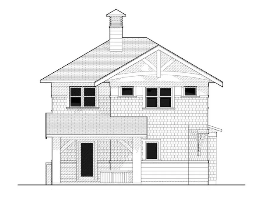 Rear Elevation for House Plan #594291