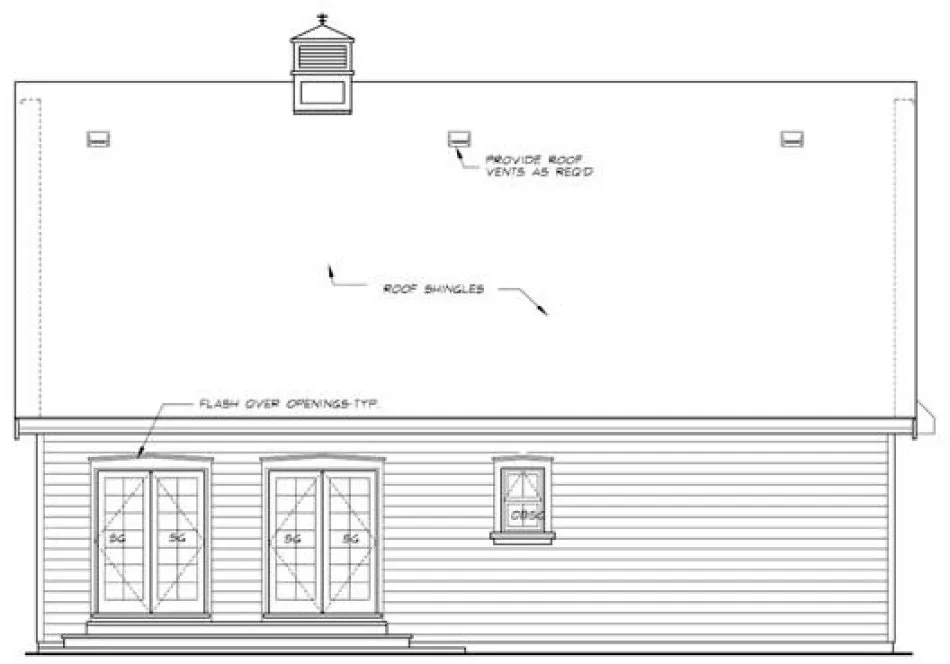 Rear Elevation for House Plan #510036