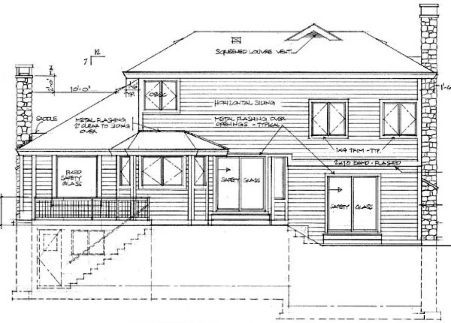 Rear Elevation for House Plan #510611