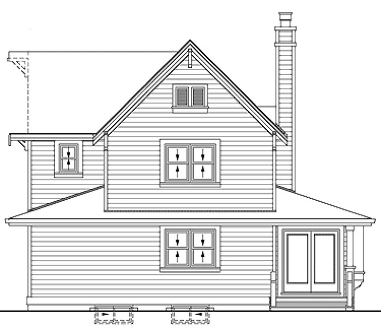Rear Elevation for House Plan #510004