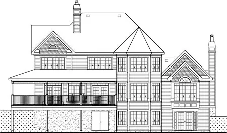 Rear Elevation for House Plan #179002